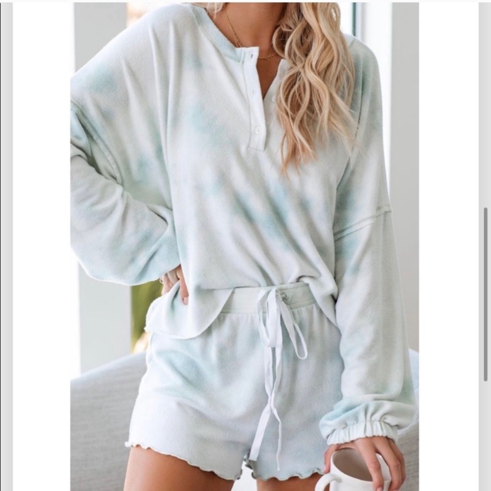 Sky Blue Tie Dye Pajama Set